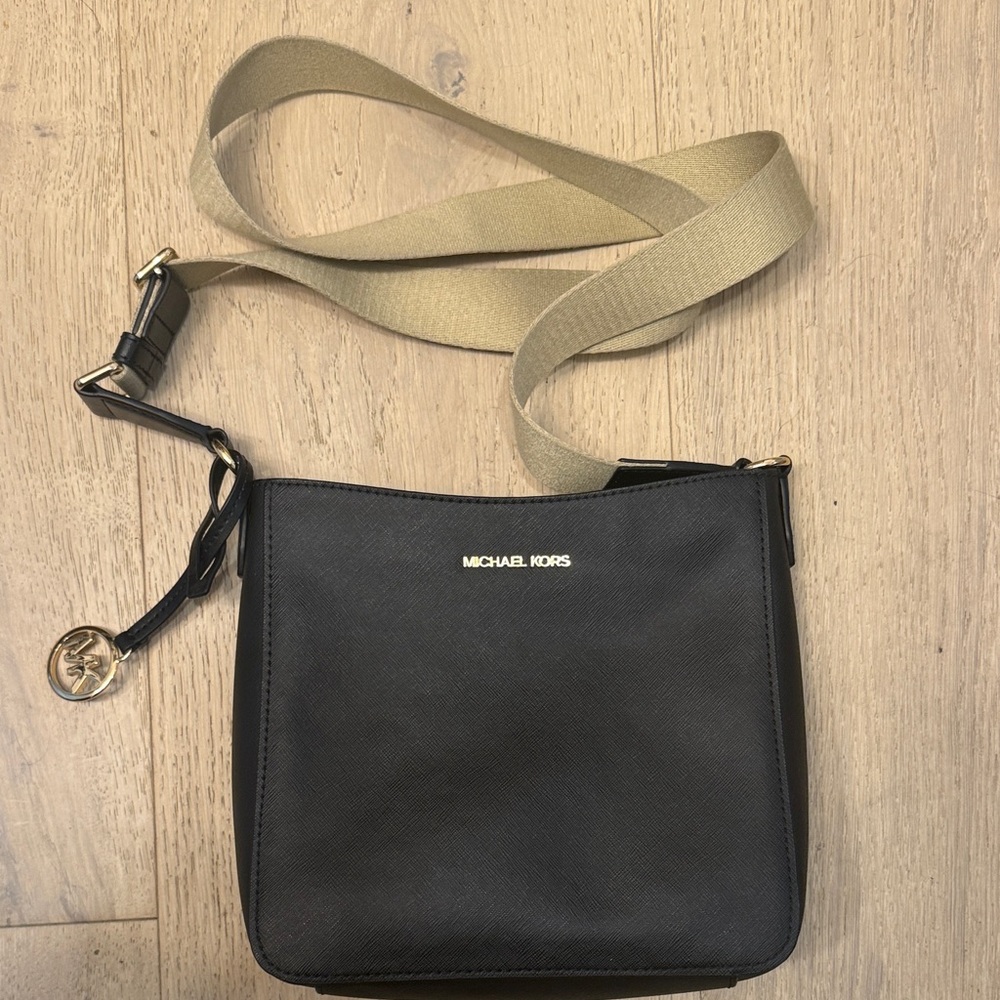 Michael Kors Black and Tan Messenger Bag